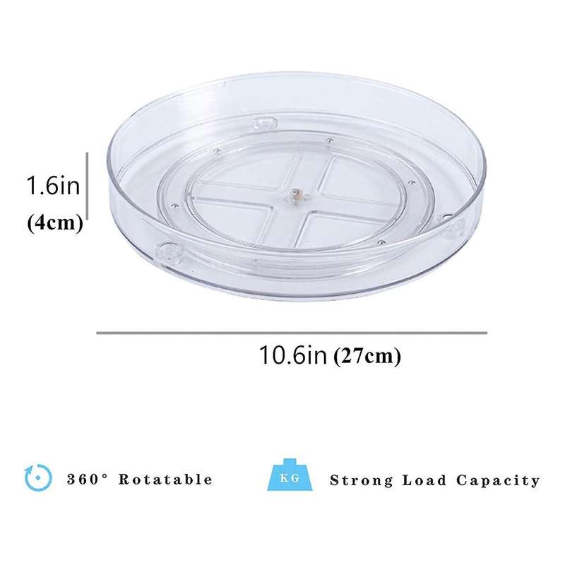 Storage Cabinet Turntable-2 Pieces 10.6 Inch Transparent Rotating