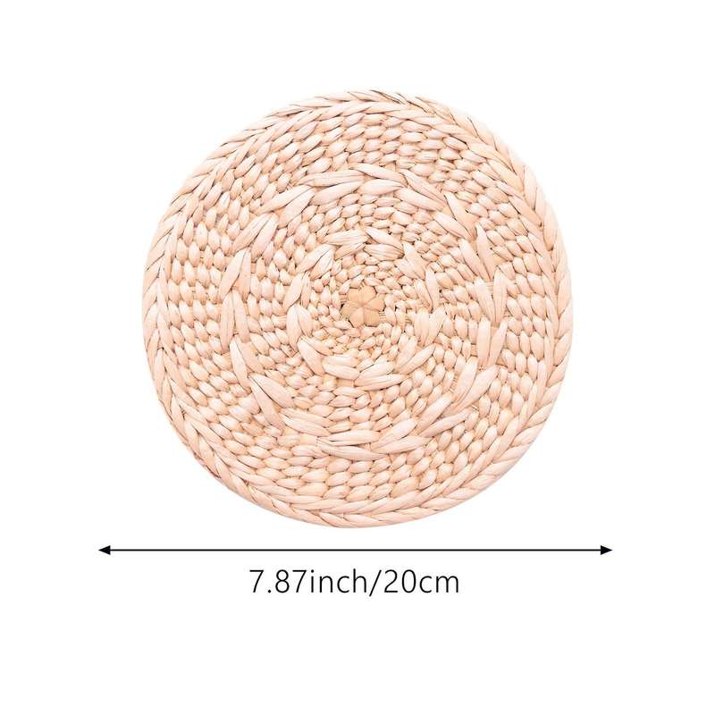 4 Pcs Natural Weave Placemats Round Braided Rattan Tablemats 7.9 In