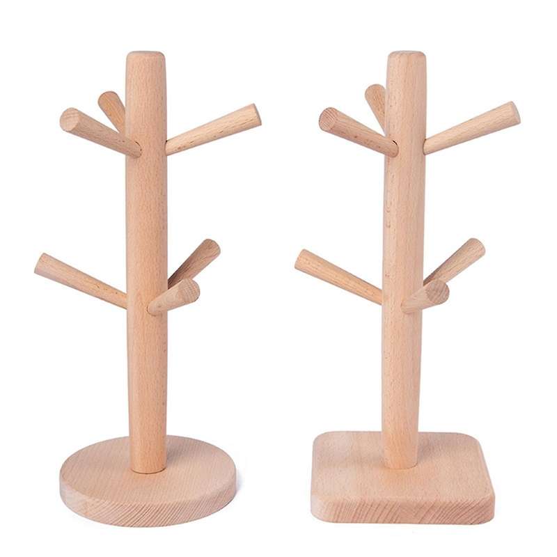 Beech Wood Cup Holder Simple Six-claw Drain Tea Cup Household Wooden