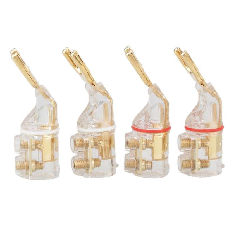 24k Gold-plated Crystal Y Plug Speaker Plugs, 4pcs