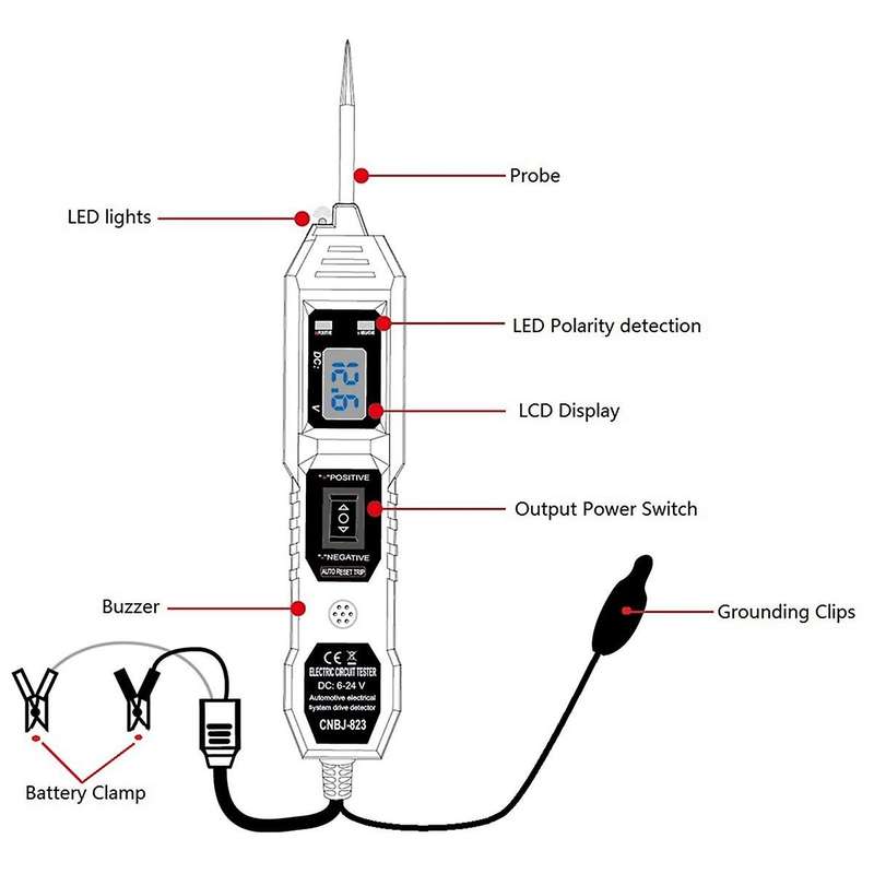 Automotive Circuit Tester Digital Test Electric Voltage Power Test System Probe Car Voltage Tester T