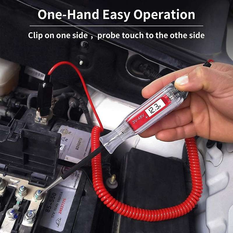 Automotive Test Light Digital LCD Circuit Tester, DC 3V-48V Auto Electric Light Tester Tool with Vol