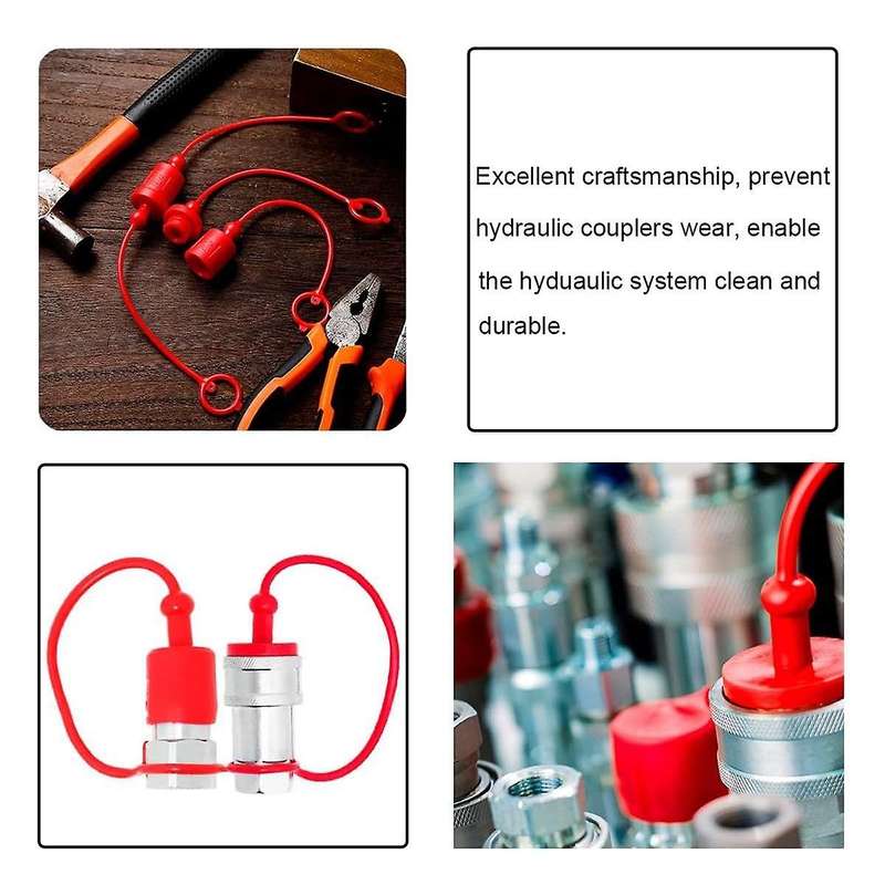 -B 1/4 Hydraulic Quick Coupler Male Dust Cap and Female Plug Cover, Fits Hydraulic Quick Disconnect