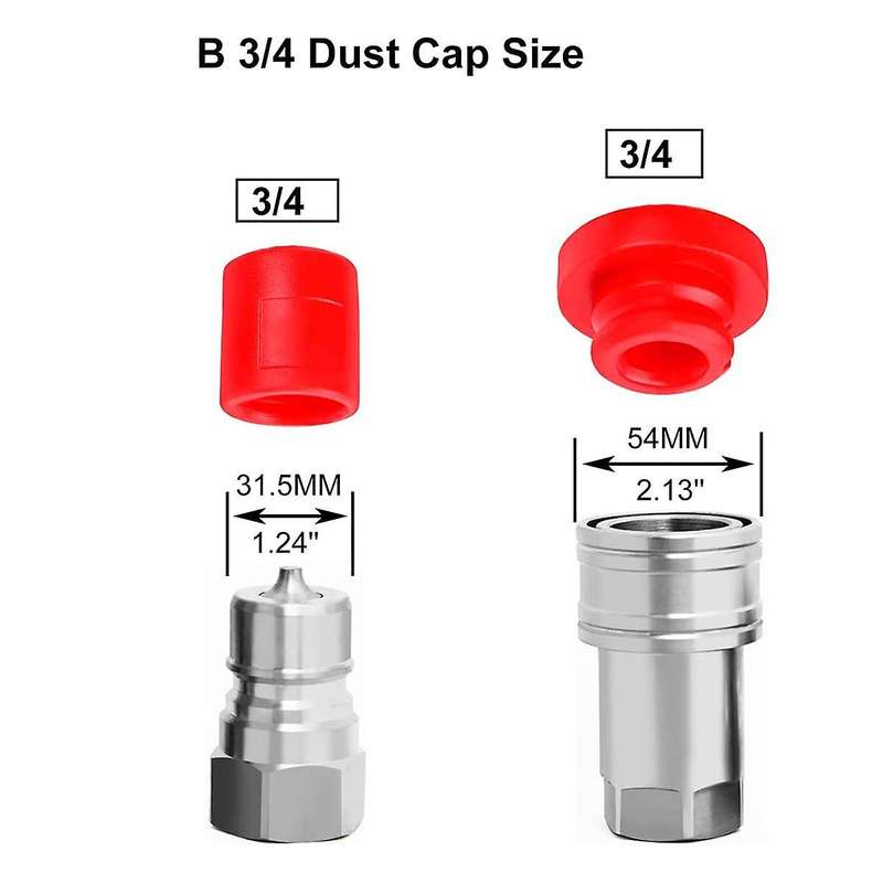 -b 3/4 Hydraulic Quick Coupler Male Dust Cap and Female Plug Cover, Fits Hydraulic Quick Disconnects