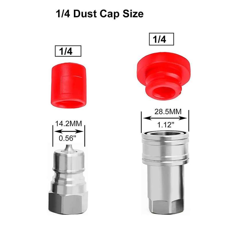 -b 1/4 Hydraulic Quick Coupler Male Dust Cap and Female Plug Cover, Fits Hydraulic Quick Disconnects