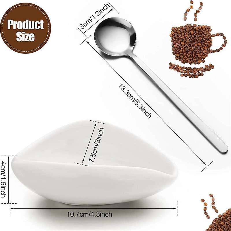 B Coffee Beans Dose Trays Pure White Pottery Teaspoon Tea Separator Set Tools Coffee Bean Spoon Shov