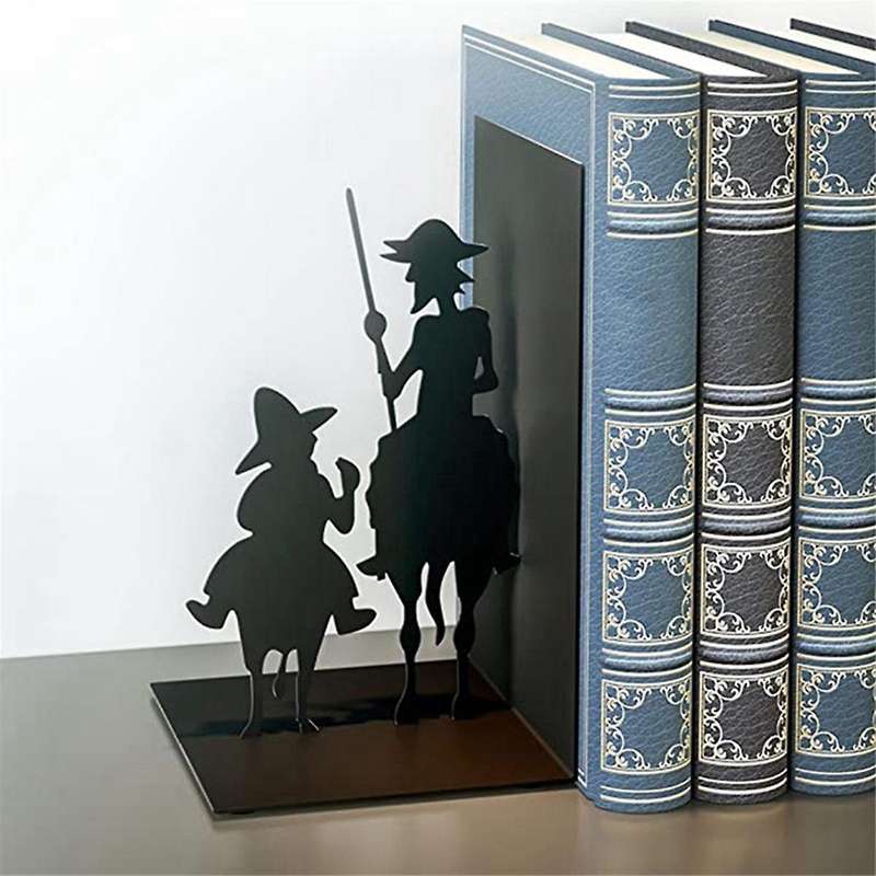 B Iron Figure Bookends Reading Book Support Retro Non-Skid Book Ends Stoppers for Shelves Home Offic