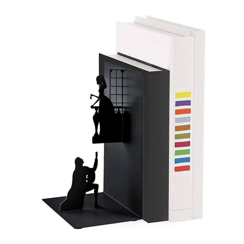 B Iron Figure Bookends Reading Book Support Retro Non-Skid Book Ends Stoppers for Shelves Home Offic