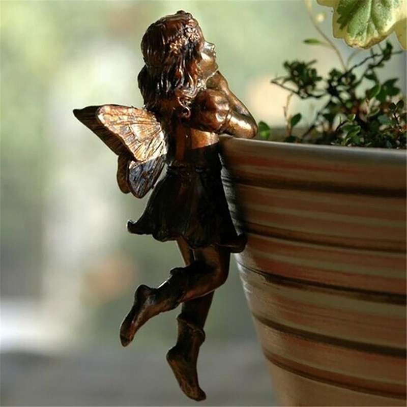 B Plant Pot Hanging Resin Decor Fairy Flower Pot Decor Design for Garden Huggers Pot Fairy Decor