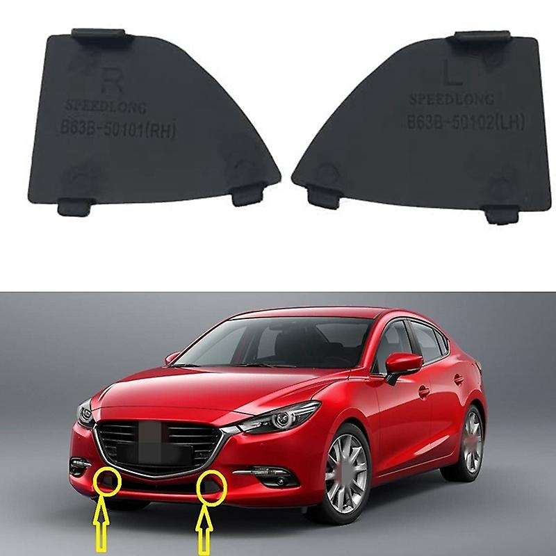 B63B-50-101 B63B-50-102 Car Front Lower Bumper Tow Hook Eye Cover Grille Caps Compatible 3 2017-2018