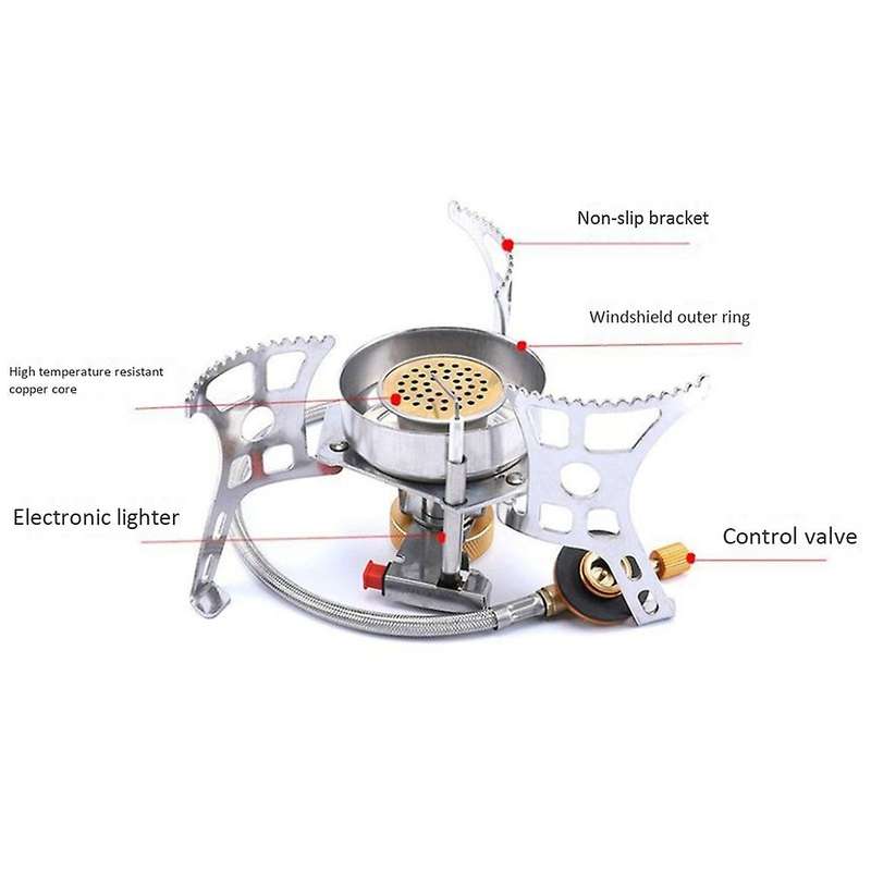 Backpacking Stove with Piezo and Camping Stove Adapter Windproof Portable Camping Gas Stove for Outd