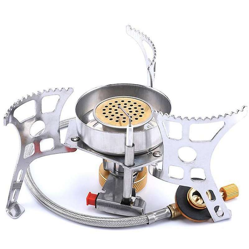 Backpacking Stove with Piezo and Camping Stove Adapter Windproof Portable Camping Gas Stove for Outd