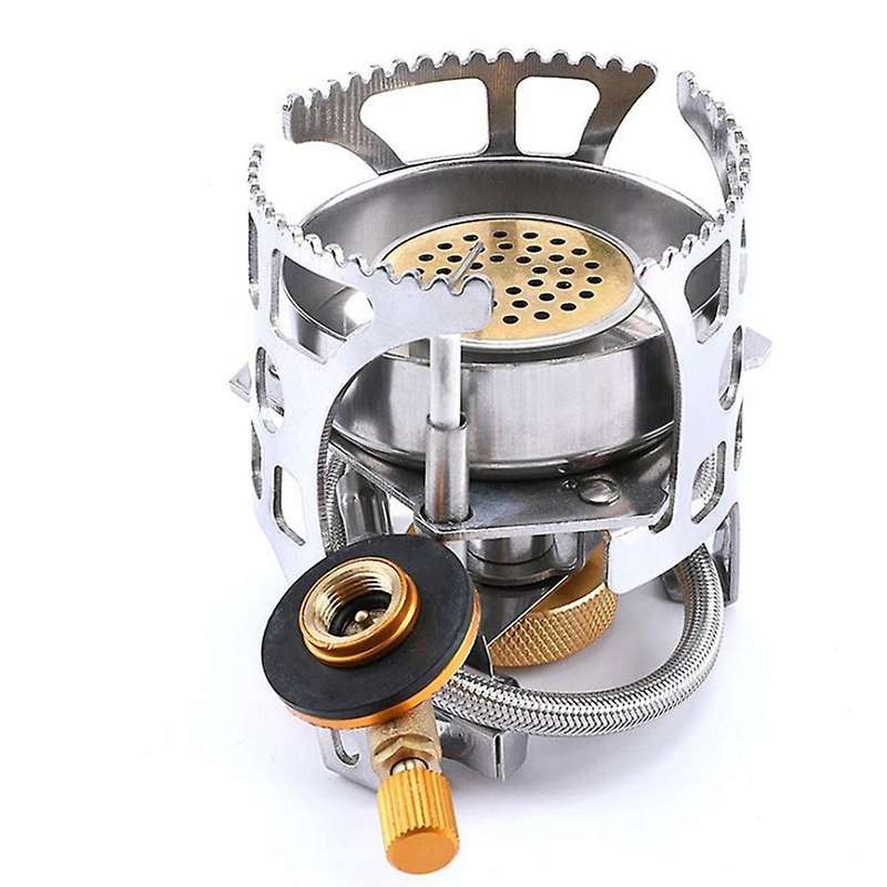 Backpacking Stove with Piezo and Camping Stove Adapter Windproof Portable Camping Gas Stove for Outd