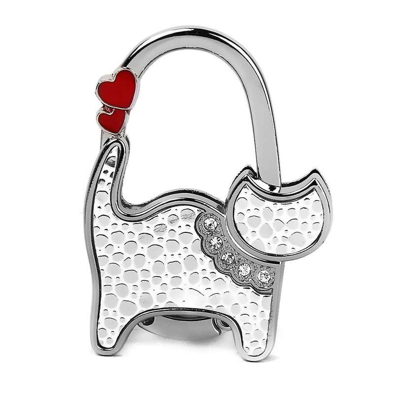 Bag Holder Foldable Handbag Hook Shaped (silver Point and White)