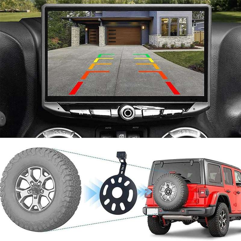 Backup Camera Rear View, Spare Tire Mount Reverse Camera for Wrangler 2007-2018, Adjustable Lens An