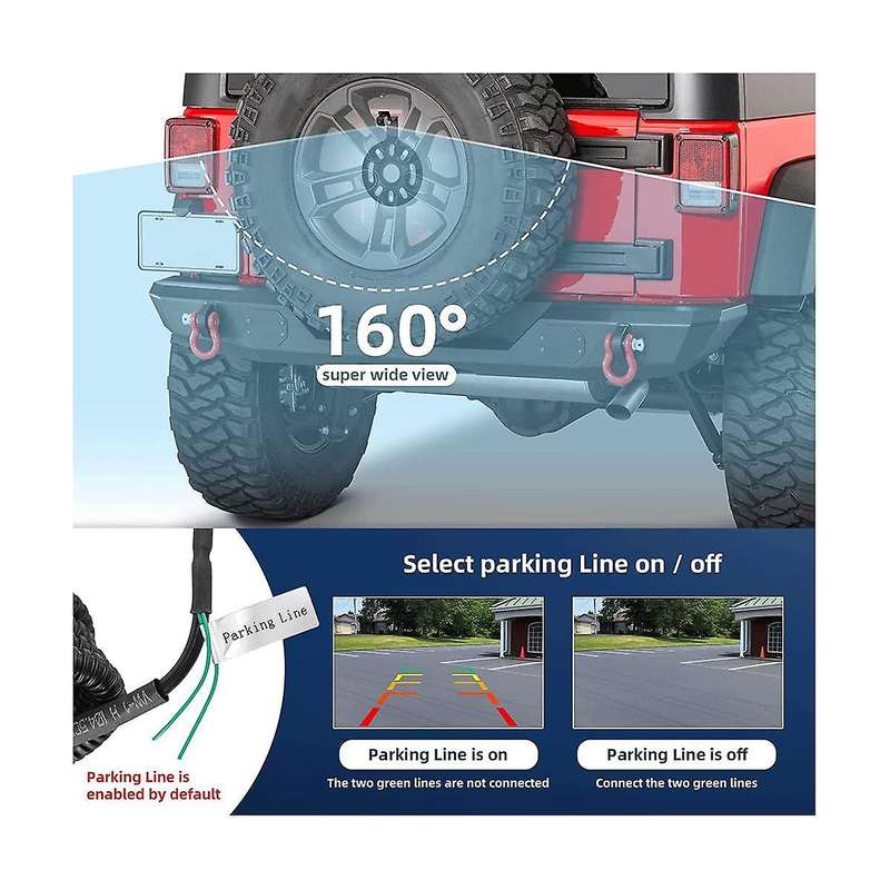 Backup Camera Rear View, Spare Tire Mount Reverse Camera for Wrangler 2007-2018, Adjustable Lens An