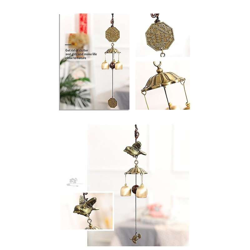 Bagua Mascot Metal Wind Chime Pendant, Copper Bell, Japanese Pendant