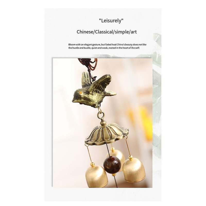 Bagua Mascot Metal Wind Chime Pendant, Copper Bell, Japanese Pendant