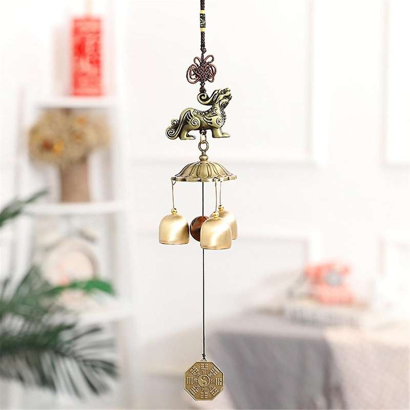 Bagua Mascot Metal Wind Chime Pendant, Copper Bell, Japanese Pendant