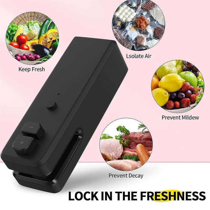 Bag Sealer , 3 in 1 Mini Bag Sealer Heat Seal with Cutter &Magnet,Rechargeable Mini Chip Bag Vacuum