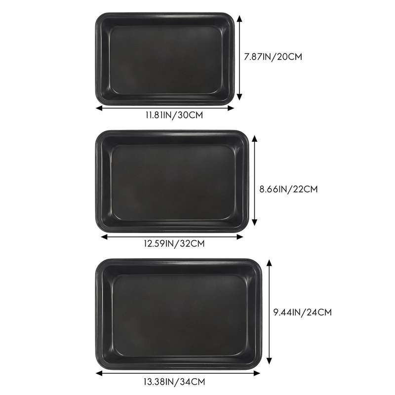 Baking Deep Baking Pans Nonstick Set, Cookie Baking , Bakeware Rectangle Cake for Oven, 3 Piece