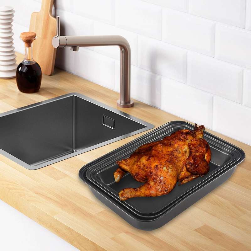 Baking Deep Baking Pans Nonstick Set, Cookie Baking , Bakeware Rectangle Cake for Oven, 3 Piece