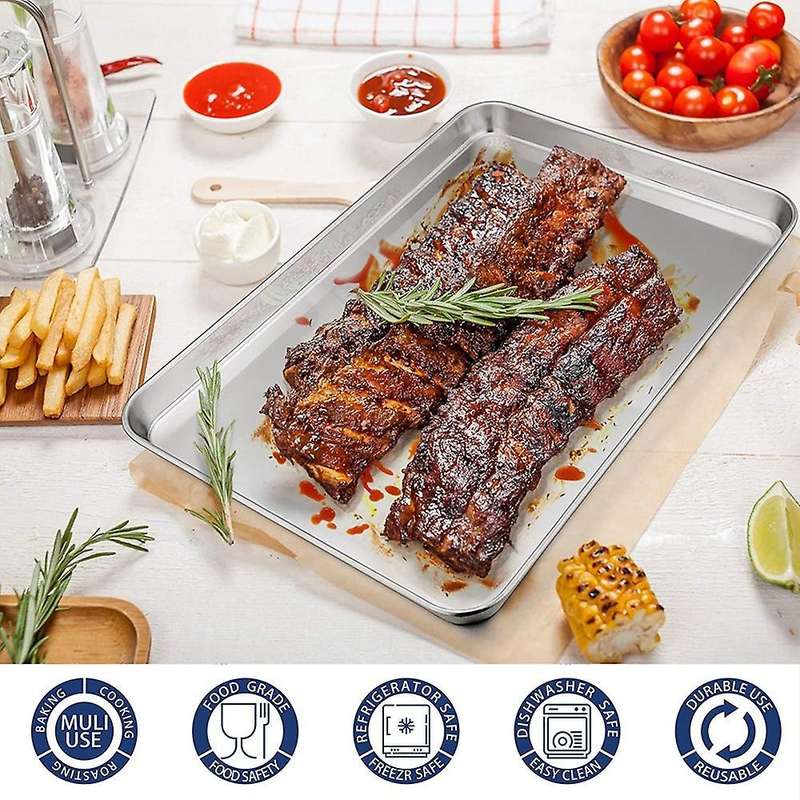 Baking Cookie Sheet Set of 2, Stainless Steel Baking Sheets Pan Oven Tray, 16X12X1Inch, Mirror Fini