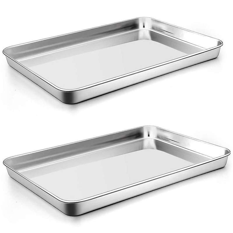 Baking Cookie Sheet Set of 2, Stainless Steel Baking Sheets Pan Oven Tray, 16X12X1Inch, Mirror Fini