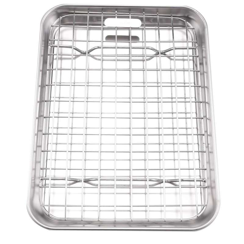 Baking Tray with Grill Set-9.2 Inch Stainless Steel Heavy Duty Biscuit Half Oven Tray