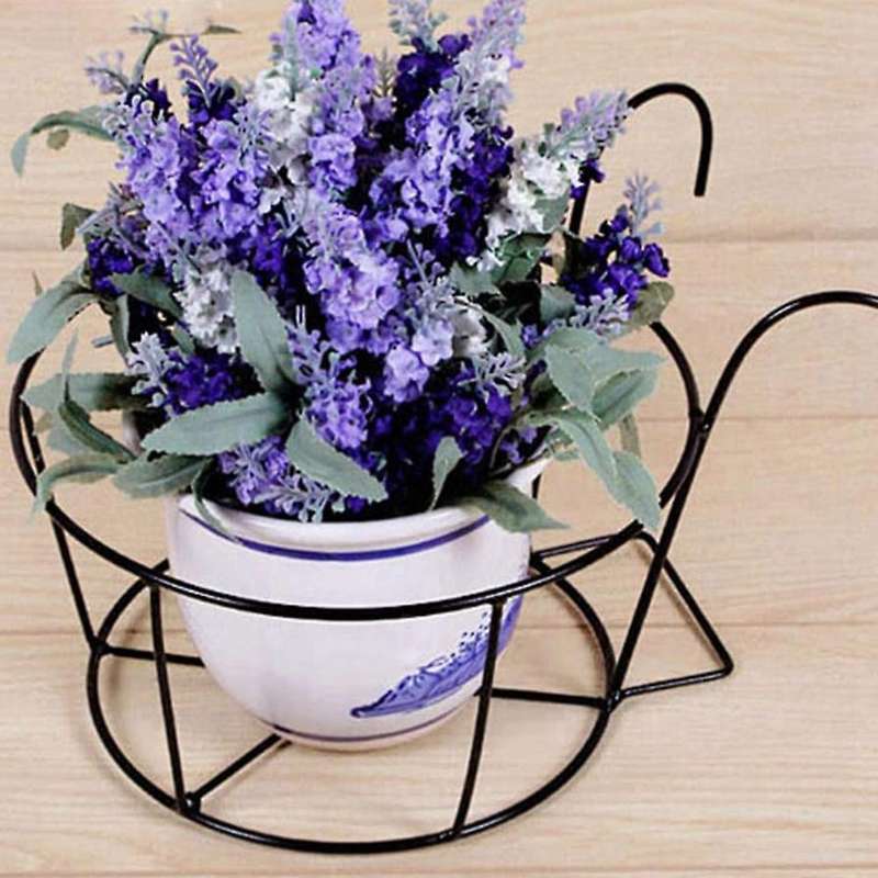 Balcony Flower Stand European Style Wrought Iron Railing Potted Hanging Sill Wall Mount(black)