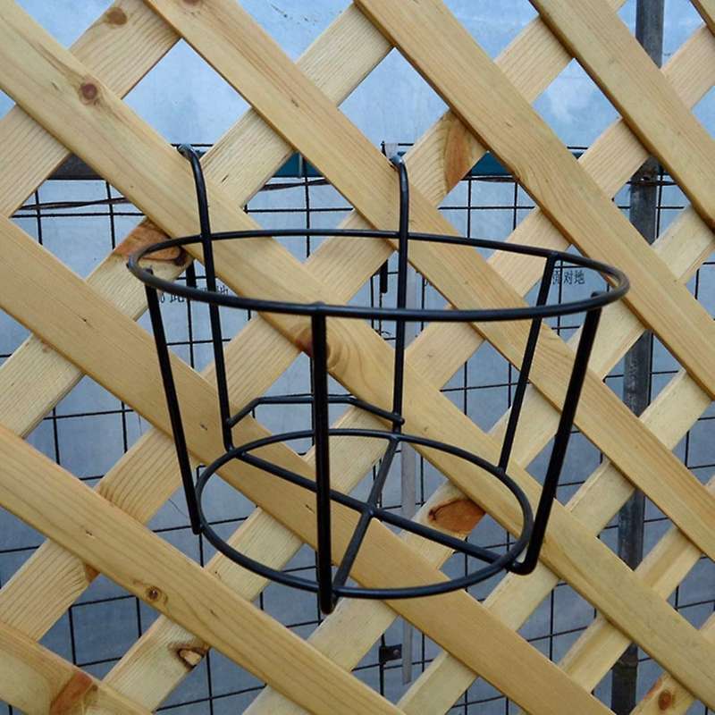Balcony Flower Stand European Style Wrought Iron Railing Potted Hanging Sill Wall Mount(black)
