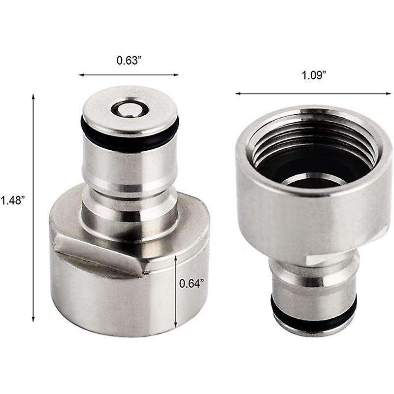 Ball Lock Conversion Kit, Coupler Adapter FPT 5/8 Thread Stainless Steel Ball Lock Quick Disconnect