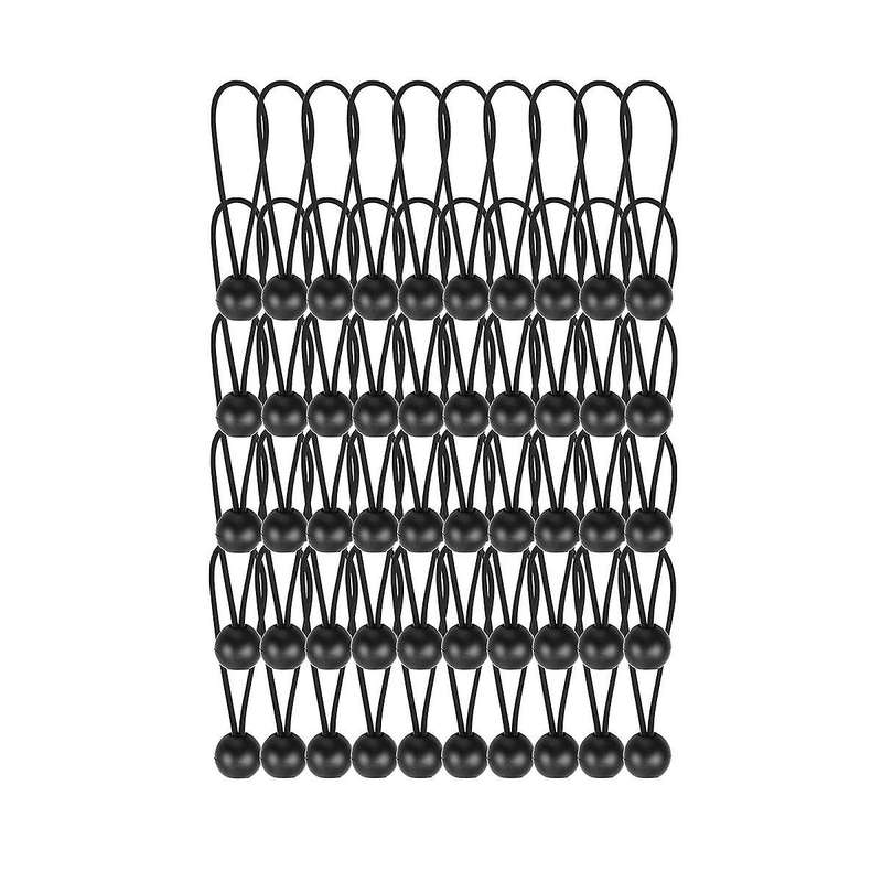 Ball Bungee Cords 6 Inch, 50 Pcs Heavy Duty Bungee Balls, Tarp Bungee with Balls, Black High Elasti