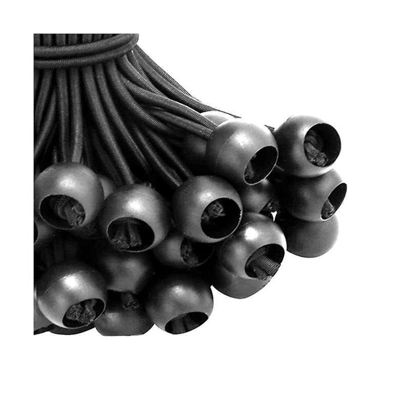 Ball Bungee Cords 6 Inch, 50 Pcs Heavy Duty Bungee Balls, Tarp Bungee with Balls, Black High Elasti