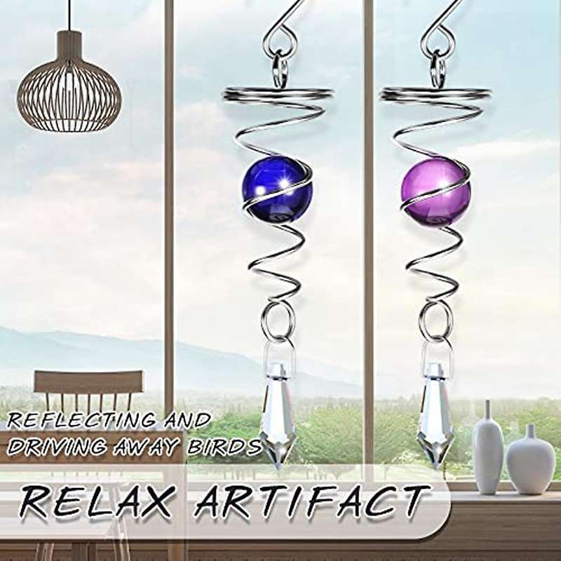 Ball Spiral Tail Decorative Wind Spinner Stabilizer Wind Chimes Hanging Wind Ball Spinner for Garden