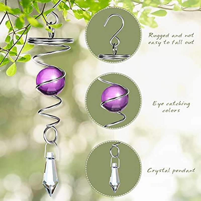 Ball Spiral Tail Decorative Wind Spinner Stabilizer Wind Chimes Hanging Wind Ball Spinner for Garden