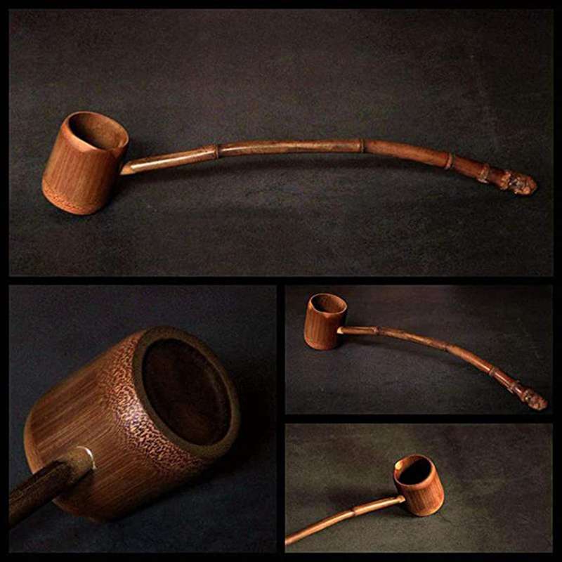 Bamboo Long Handle Water Scoop Bath Ladle Scoop Garden Tea Ceremony Bathroom ,5 x 7 x 38cm