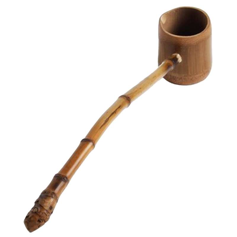 Bamboo Long Handle Water Scoop Bath Ladle Scoop Garden Tea Ceremony Bathroom ,5 x 7 x 38cm