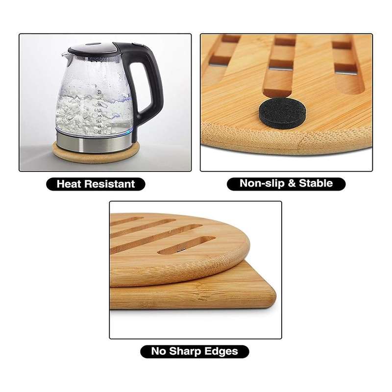 Bamboo Pot Coasters,heat-resistant Bamboo Place Mats, Square and Round Pot Coasters Made Of Wood, Fo