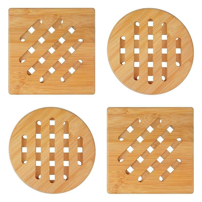 Bamboo Pot Coasters,heat-resistant Bamboo Place Mats, Square and Round Pot Coasters Made Of Wood, Fo