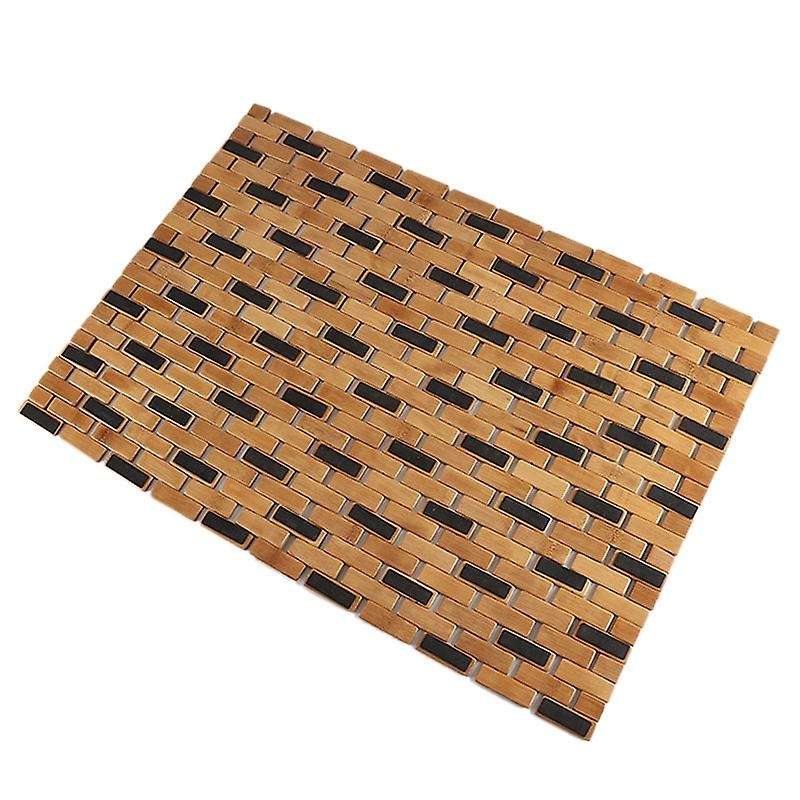 Bamboo Bath Mat Silicone Anti Slip Pads Roll Up Wooden Bath Mats Boho Bamboo Decor Shower Mats For