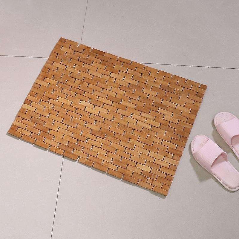 Bamboo Bath Mat Silicone Anti Slip Pads Roll Up Wooden Bath Mats Boho Bamboo Decor Shower Mats For