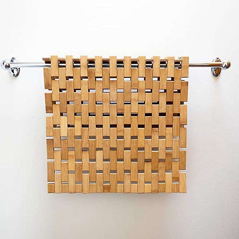 Bamboo Bath Mat Silicone Anti Slip Pads Roll Up Wooden Bath Mats Boho Bamboo Decor Shower Mats For