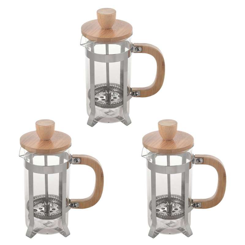 Bamboo Cover Coffee Plunger Tea Maker Percolator Filter Glass Teapot