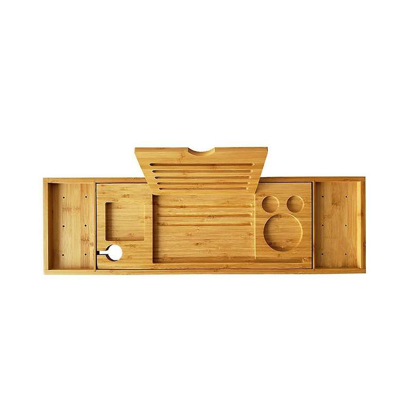 Bamboo Bathtub Tray for Tub,adjustable Bathroom Bathtub Organizer with Book Tablet Wine Glass Cup To