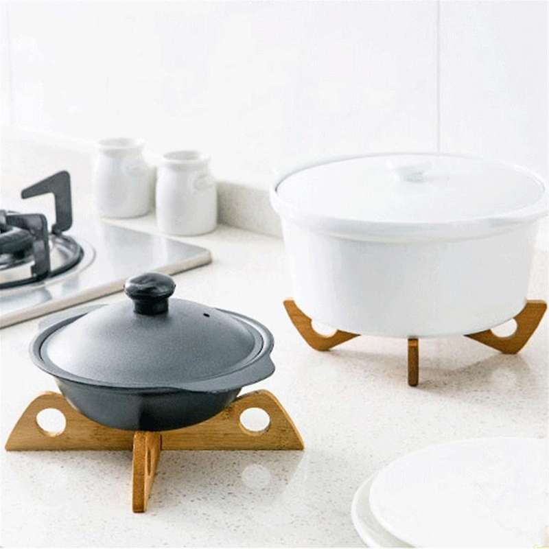 Bamboo Pot Stand Trivet Pan Rack Heat Insulation Anti-Heat Wooden Cup Dish Holder Kitchen Gadget