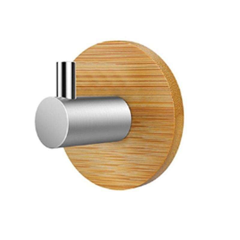 Bamboo Stainless Steel Wall Clothes Bag Headphone Key Hanger Kitchen Bathroom Door Towel Rustproof
