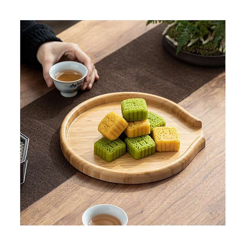 Bamboo Round Tea Tray Tea Cake Tea Tray Tea Accessories Tea Service Plate for Tea