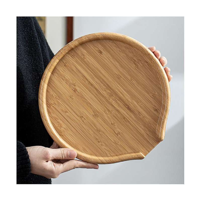 Bamboo Round Tea Tray Tea Cake Tea Tray Tea Accessories Tea Service Plate for Tea