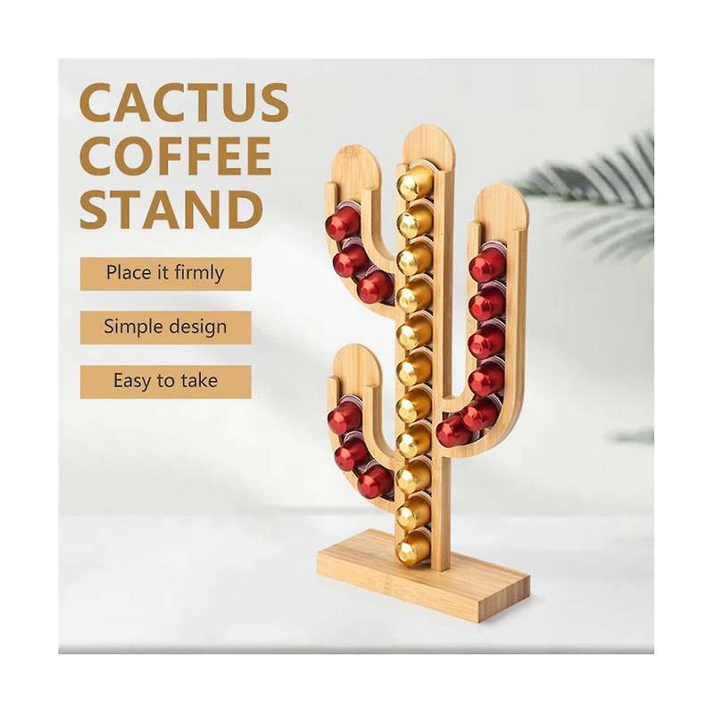 Bamboo Rotating Capsule Coffee Storage Rack Coffee Capsule Display Stand Capsule Holder Cactus Cup T